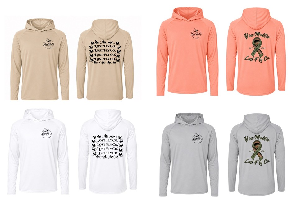Lost Fly Co. Custom Sunshirts preview: Attack of the Flies and You Matter designs in four colorways.